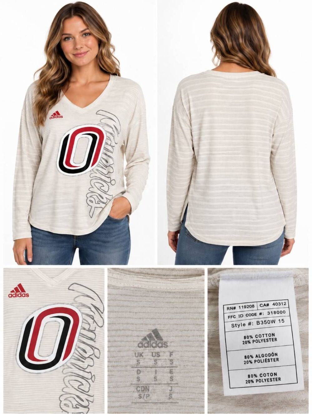 Adidas Mavericks Long Sleeve Shirt White Striped S